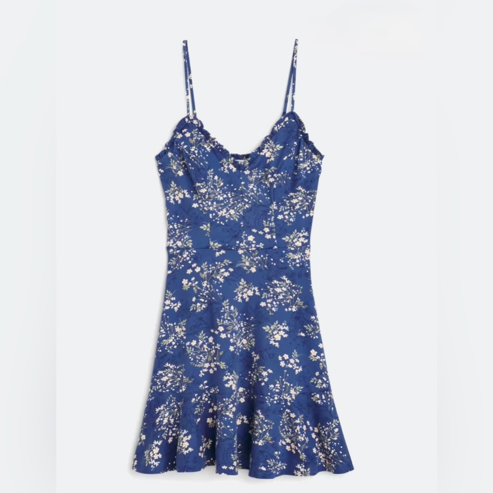 NWT  Nine Britton  Blue Floral Spaghetti Strap Mini Dress - XS